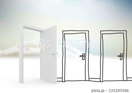 Doodle doors in the clouds 133293566