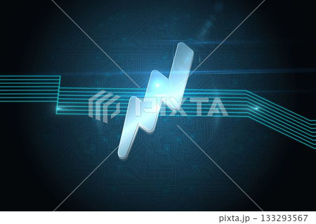 Flash of lightning on futuristic background 133293567