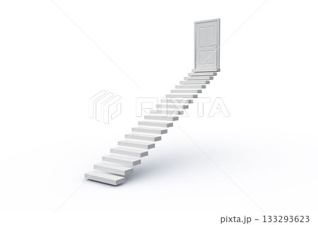 White steps leading to closed door 133293623