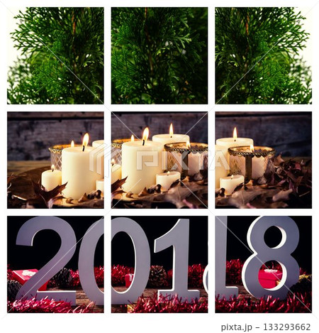 Candle and Christmas tree 133293662