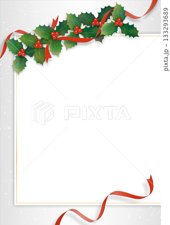 クリスマス ヒイラギのフレーム 背景 3シルバー クリスマス ヒイラギのフレーム 背景 3シルバー 133293689