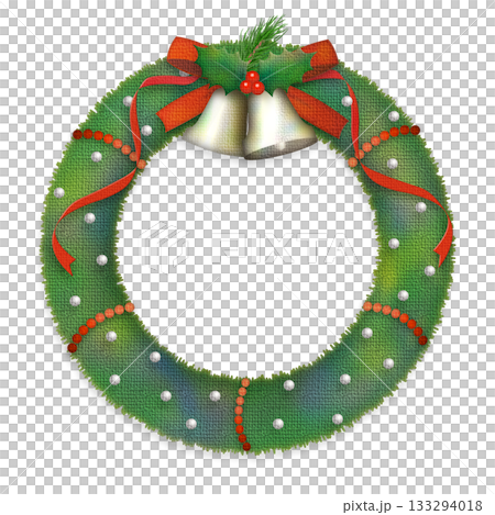 Christmas bell wreath frame background 5 red 133294018