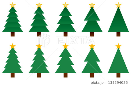 様々な形のクリスマスツリーのアイコンのベクターイラストのセット 様々な形のクリスマスツリーのアイコンのベクターイラストのセット 133294026