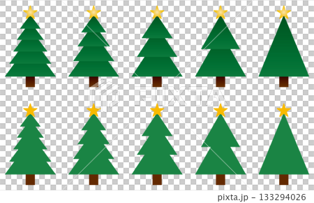 Set of vector illustrations of Christmas tree icons of various shapes Set of vector illustrations of Christmas tree icons of various shapes 133294026