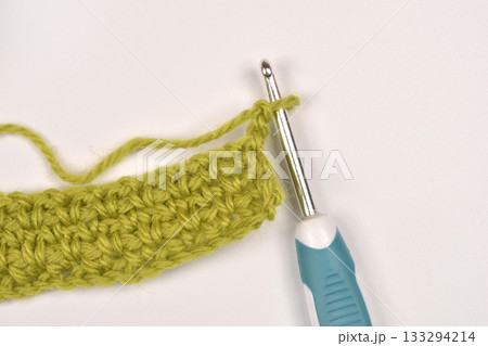 Crocheting Green Yarn Swatch 133294214