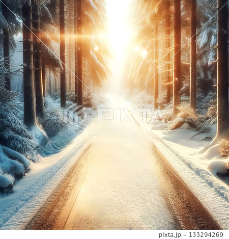 you are my snowy road going through a snowy forest in the rays of the setting sun you are my snowy road going through a snowy forest in the rays of the setting sun 133294269