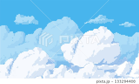 Clouds vector pixel illustration, cartoon cloudy weather forecast with squared contour, bitmap retro 8 bit meteorology Clouds vector pixel illustration, cartoon cloudy weather forecast with squared contour, bitmap retro 8 bit meteorology 133294400
