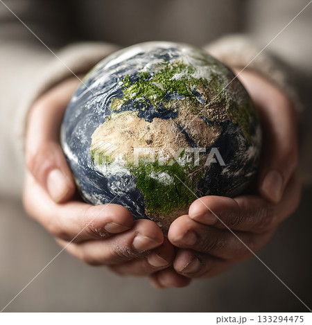 地球を守る手 — 環境保護とサステナビリティの象徴 133294475
