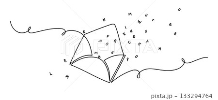 Envelope with flying letters in modern minimal line drawing Envelope with flying letters in modern minimal line drawing 133294764