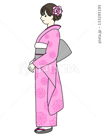 振袖 ピンク 横向き 振袖 ピンク 横向き 133295195