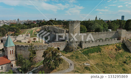 Kalemegdan fort in Belgrade Serbia and Save river 133295869