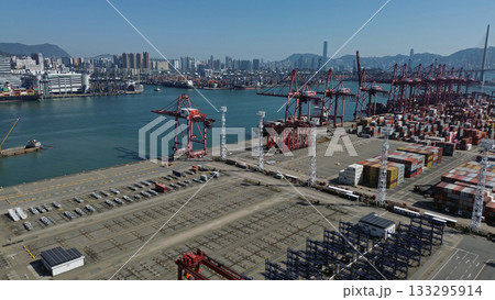 Shipping port with colorful containers 133295914