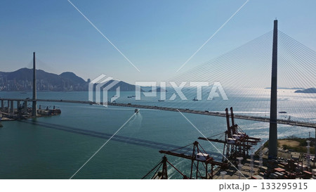 Stonecutters Bridge and commercial container port Stonecutters Bridge and commercial container port 133295915