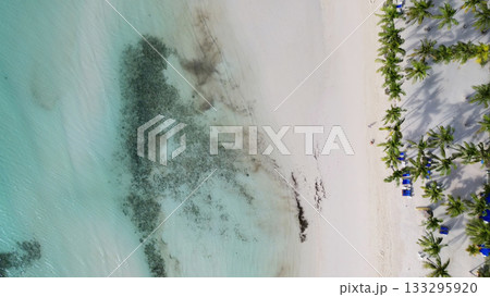 Aerial top view of beautiful tropical sandy beach Aerial top view of beautiful tropical sandy beach 133295920