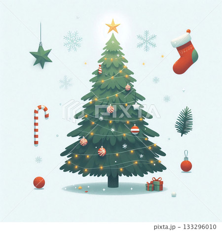 ポップでかわいいクリスマスツリー 133296010