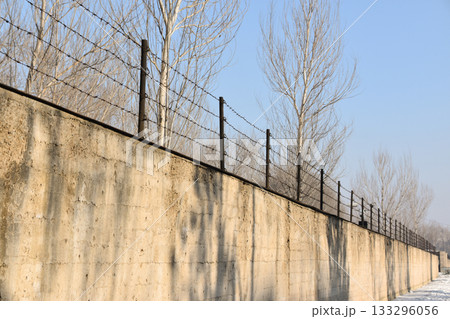 Concrete outer wall and barbed wire fence surrounding Unit 731 in Harbin Concrete outer wall and barbed wire fence surrounding Unit 731 in Harbin 133296056