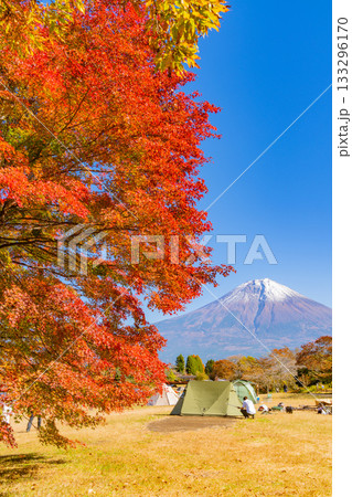 【静岡県】秋の田貫湖湖畔キャンプ場と富士山 133296170