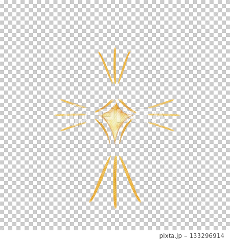 Christmas star with radiant glowing beams, soft watercolor textures. Elegant clip art ideal for festive cards, nativity designs, winter decor, wrapping spiritual holiday projects. Hand-painted golden 133296914