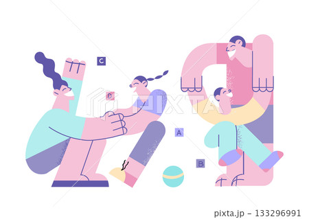 Happy family, childhood and parenthood concept Happy family, childhood and parenthood concept 133296991