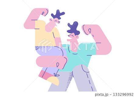 Happy childhood and parenthood concept Happy childhood and parenthood concept 133296992