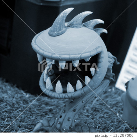 Art object printed on 3D printer. Model printed on 3D printer. 3D printed object. Shape printed on 3D printer from molten plastic. Printing technology. New modern additive FDM printing technologies 133297006