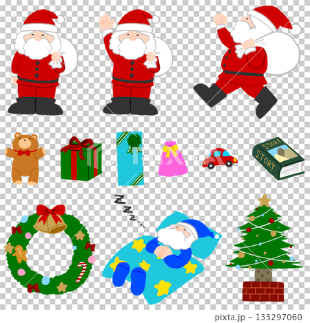 Cute Christmas illustration material set 133297060