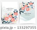 Vector Illustration Template Set of Winter Blooms Camellia, Plum Blossom, and Narcissus  133297355