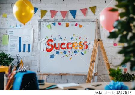 A white board with the word success written on it 133297612