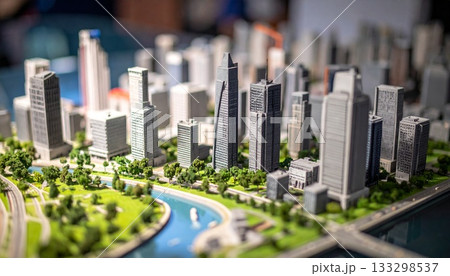 都市景観を俯瞰するミニチュア世界3 133298537