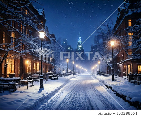 雪　街並み 133298551