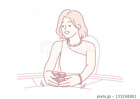 Woman gambling in casino 133298861