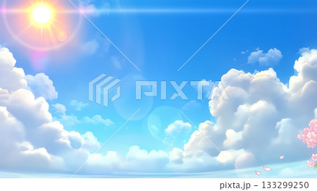 雲のある青空の背景 133299250