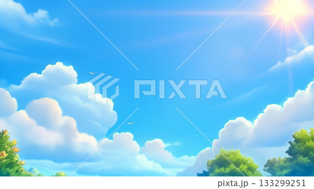 雲のある青空の背景 133299251
