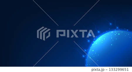 Quantum Computing, Abstract Technology Background, Glowing Circular Nodes, Digital Network Connection, Futuristic Tech Concept, Vector Illustration 133299651