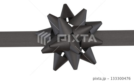 Black Gift Bow on Dark Ribbon Png image 3d Render. Black Gift Bow on Dark Ribbon Png image 3d Render. 133300476