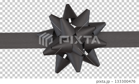 Black Gift Bow on Dark Ribbon Png image 3d Render. Black Gift Bow on Dark Ribbon Png image 3d Render. 133300476