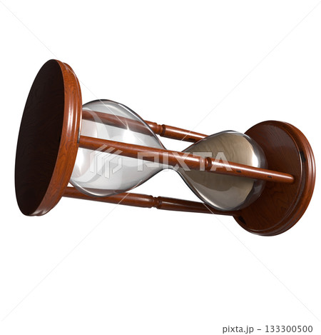 Classic Wooden Hourglass with Flowing Sand png image 3d render. 133300500