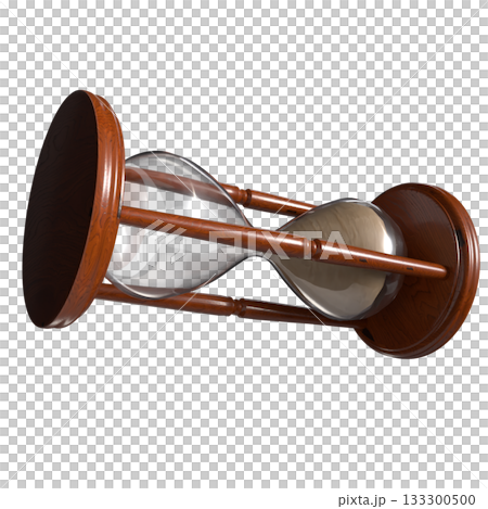 Classic Wooden Hourglass with Flowing Sand png image 3d render. 133300500