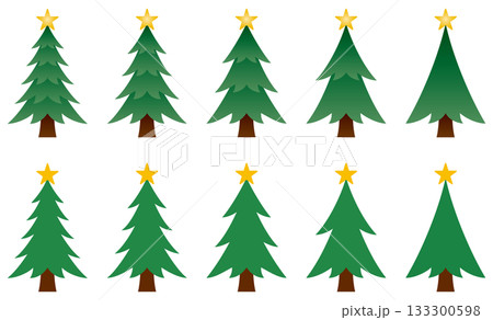 様々な形のクリスマスツリーのアイコンのベクターイラストのセット 133300598