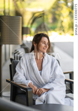 Pretty young woman feeling relaxed and pleased after sap procedures Pretty young woman feeling relaxed and pleased after sap procedures 133300775