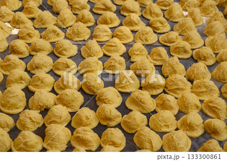 Orecchiette, Italian pasta from Puglia made with durum wheat flour and water 133300861