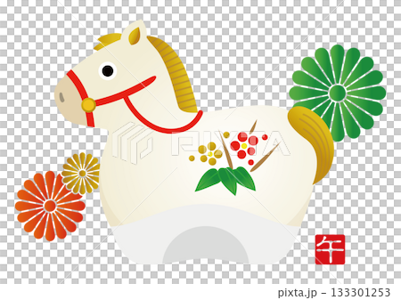 2026新年賀卡插圖，生肖屬馬，馬 133301253