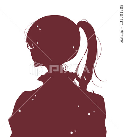 ポニーテールの女性　横顔　シルエット 133301288