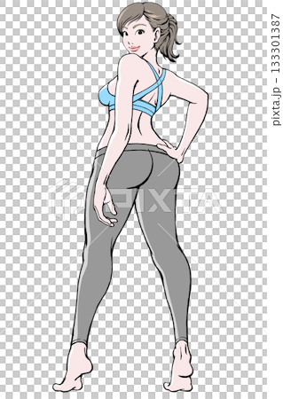 Young woman in sportswear posing looking back ver.2_no shadow 133301387