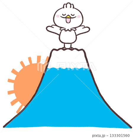 日の出登頂の白い鳥のイラスト 133301560