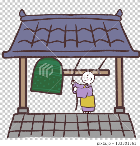 除夜の鐘を鳴らすお坊さんのイラスト 133301563