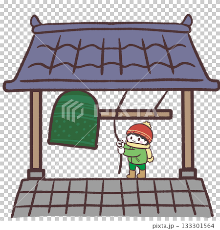 Illustration of a child ringing the bell on New Year's Eve 133301564