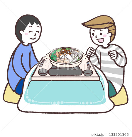 鍋を囲む二人の男性のイラスト 133301566