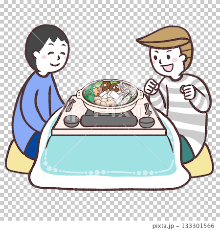 鍋を囲む二人の男性のイラスト 133301566