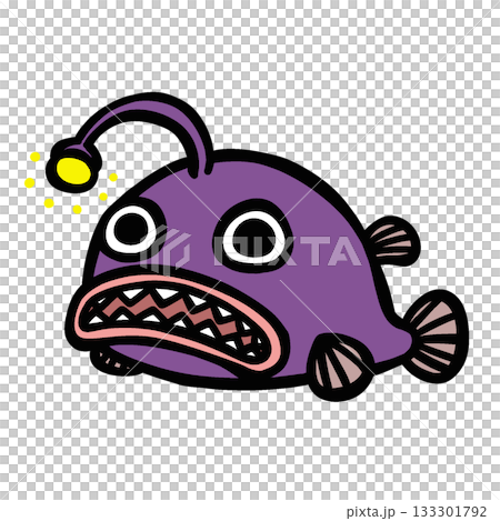 一幅可愛的發光鮟鱇魚插圖 133301792